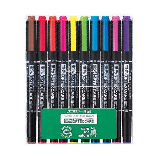 Zebra optex care dual heads fluorescent highlighter 4.0/0.8mm  - 10 colors for sale
