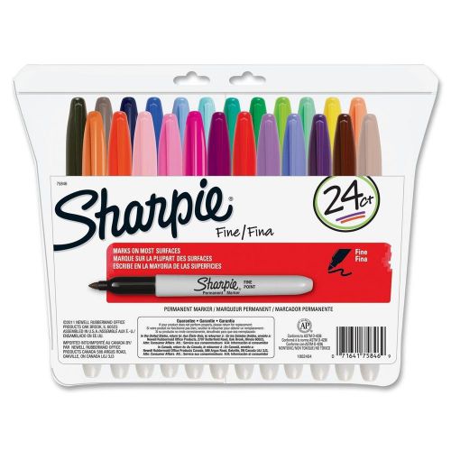 NEW Sharpie 75846 Fine Point Permanent Marker, Assorted Colors, 24-Pack Pen Set