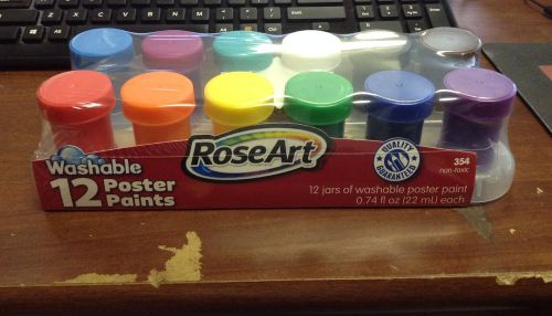 RoseArt Washable Poster Paints 12-Count  Assorted Colors - Packaging May Vary