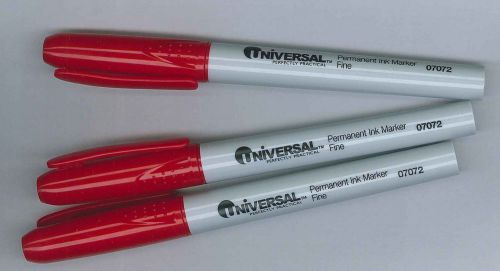 Lot of 3 Red Fine Point Universal Felt Tip Markers
