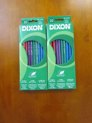 Dixon Ticonderoga 20 pack Pencils No 2 HB 100% Real Wood  Lot of 2 40 pencils