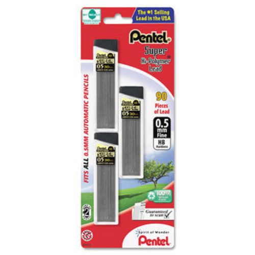 2 pentel super hi-polymer .5mm lead refills, 90ct pen c25bphb3k6 new for sale