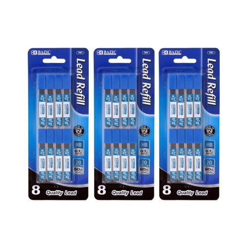 New bazic 0.7mm mechanical pencil lead refills, 20 leads per tube, pack of 24 for sale