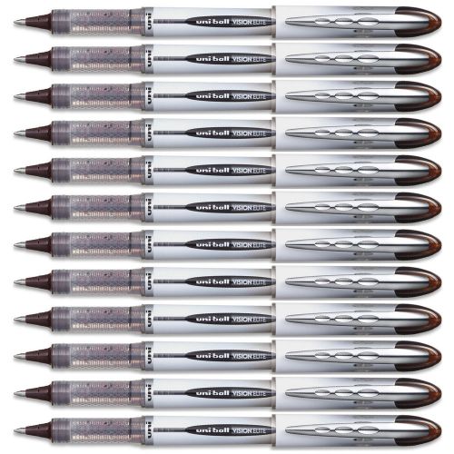 Uni-Ball Vision Elite BLX Rollerball Pen Bold 0.8mm Brown Ink 12-Pens