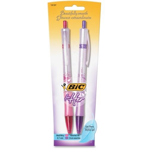 BIC for Her Retractable Gel Pens -Medium -0.7 mm -Assorted Ink - 2/Set