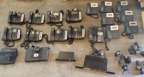 Lot of 16 - IP Phones with Networking Equipment