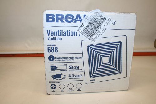 Broan model 688 ventilation fan 50 cfm 4.0 sones white grille new in sealed box for sale