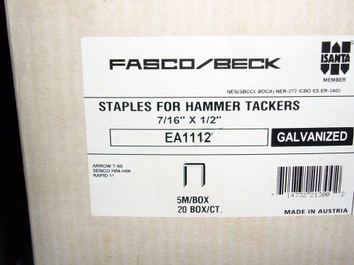 Fasco/beck staples for hammer tackers 7/16&#034; x 1/2&#034; for sale