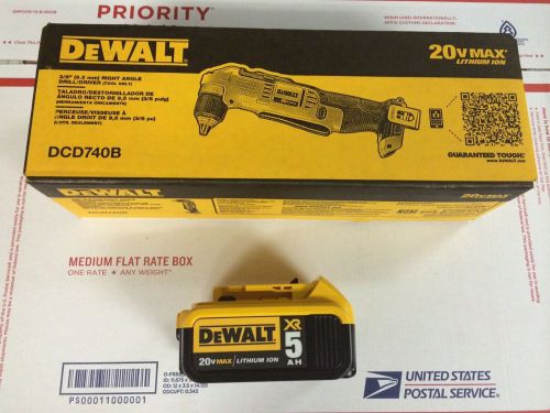 DEWALT 20V 3/8-in Right Angle Drill/Driver DCD740 + DCB205+DCD995 Hammer Drill