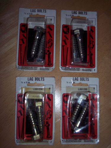 lag bolts 1/2 x 2 inch LB01290 lot of 4 packages of 2 each plated