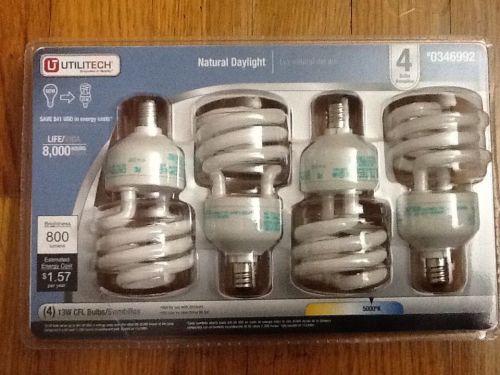 Utilitech 4-pack 13 watt (60W) CFL Bulbs Spiral Medium Base Natural Daylight