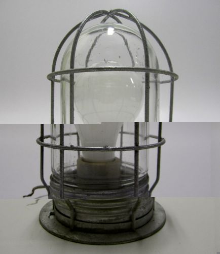 Vintage Explosion Proof Industrial Factory Trouble Light w/Metal Wire Bird Cage