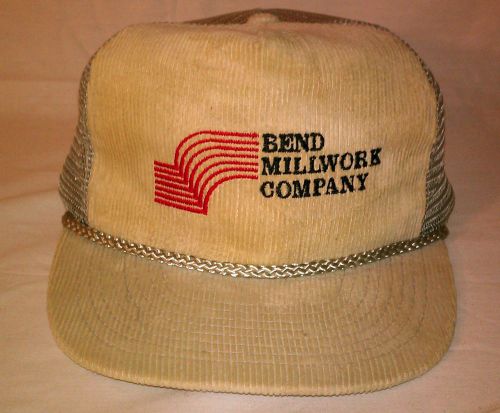 VTG 90s Bend Millwork Company Corduroy and Mesh Trucker hat worn and loved