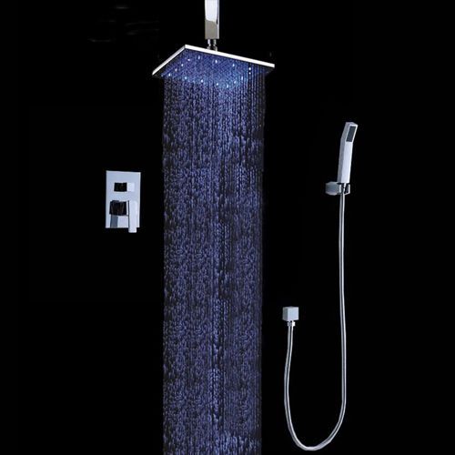 Modern shower set 12 inches ceiling mount led rain &amp; hand shower free shipping for sale