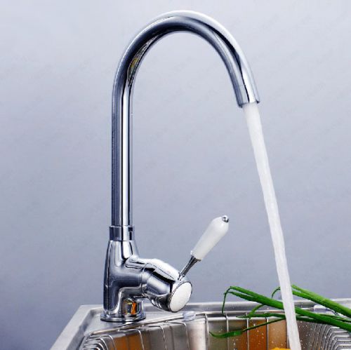 Chrome polish swivel spout kitchen faucet  single ceramic centerset mixer tap for sale