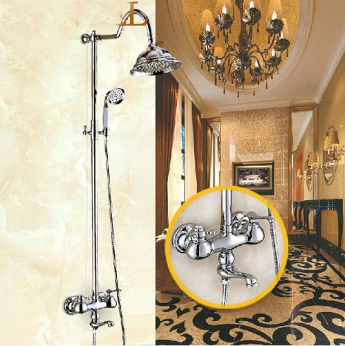 Luxury 8&#034; rainfall shower faucet set valve chrome finished bath shower faucets for sale