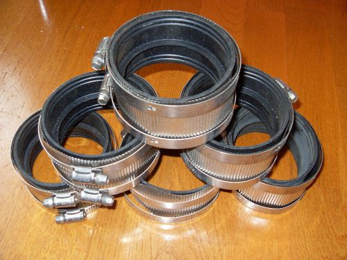Lot of (6)  3in ss no hub mexico ,inc coupling rubber flex fittings for sale
