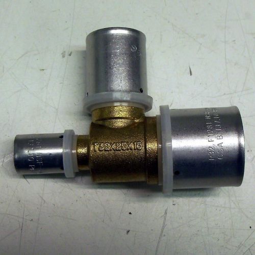 New lot of 5 hydro-pex prf-pt746 brass press tee fittings 1&#034; x 1/2&#034; x 3/4&#034; for sale