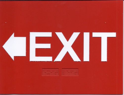 ADA Braille &#034;EXIT LEFT&#034;  Red sign  #P132  8&#034;&#039;X6&#034;