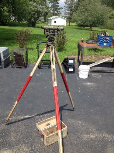 Vintage david white transit level in wood box with tripod 59550 for sale