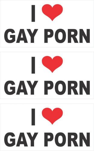 3 - I Love/Heart Gay Porn Hard Hat Biker Helmet Iphone Sticker Decal HS-146