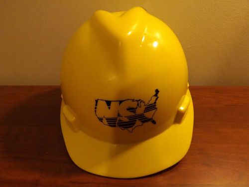 Msa v-guard safety hat helmet size medium quality inspected yellow logo for sale