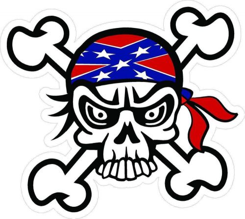 3 - Rebel Flag Skull And Crossbones Tool Box Hard Hat Helmet Sticker H162