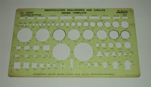 PICKETT IDENTIFICATION ENCLOSURES AND CIRCLES INKING TEMPLATE No.1002PI / USED