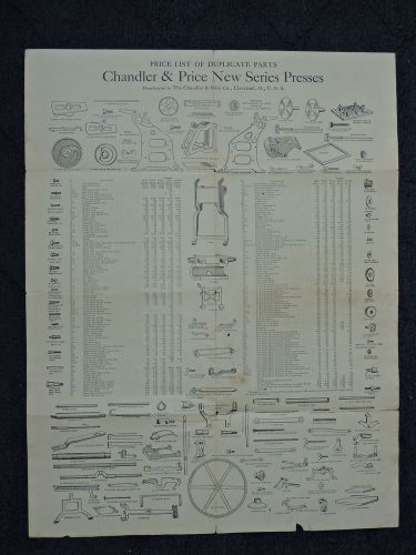 VINTAGE 1900 CHANDLER &amp; PRICE NEW SERIES PRESSES PARTS PRICE LIST ANTIQUE SCARCE
