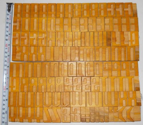 122 piece vintage letterpress wood wooden type printing blocks 35mm #347 for sale