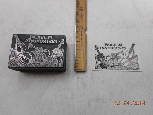 Letterpress Printing Printers Block, Musical Instruments, words w Violin &amp; more