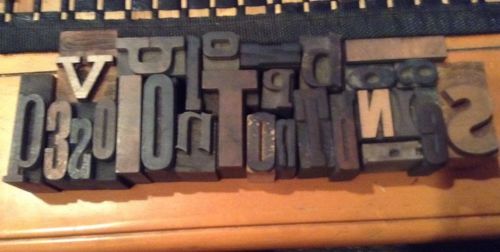 Antique Wood Letters Assorted Fonts &amp; Sizes Collage Letterpress 27 Pieces