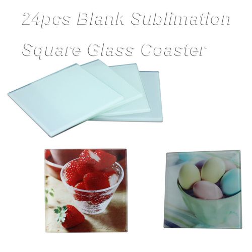 24pcs Blank Sublimation Glass Coaster Coffee Cup Mat Heat Press Transfer Crafts