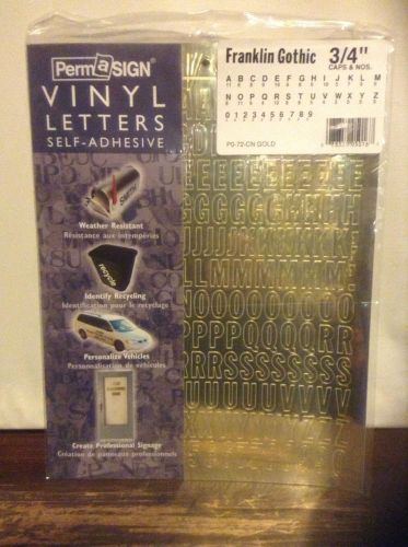 Permasign Vinyl self-adhesive Lettering Gold 3/4&#034; Franklin Gothic