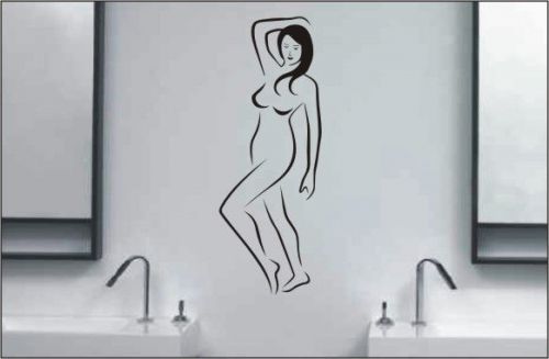 2X Sexy Woman Wall Vinyl Sticker Decal Nude Lady Bathroom Toilet -211023