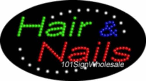 New led signage- hair &amp; nails open animated flashing window display sign board for sale