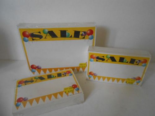 STORE SIGNS &#034;SALE&#034; 3 PKGS BALLOONS BANNERS HEAVY CARDED STOCK