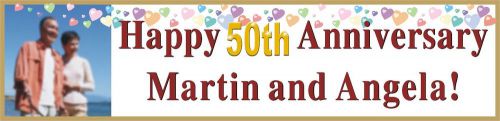 2ftX8ft Custom Personalized Happy 50th Anniversary Banner Sign with your Photo