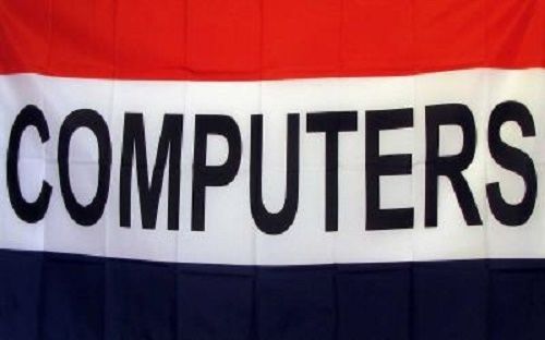 COMPUTERS 3x5&#039; BUSINESS FLAG RED WHITE BLUE BANNER