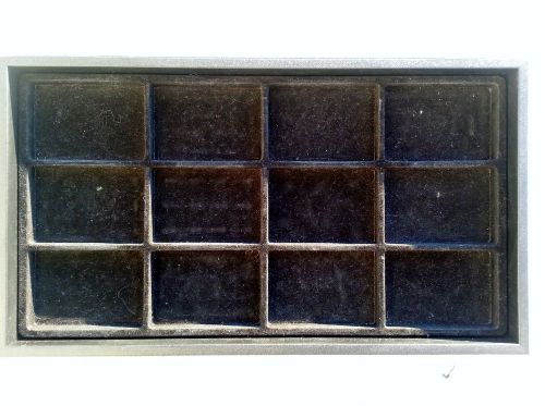 LOT 6 Black Plastic Stackable Trays 12 Space 1&#034; liners Jewelry Gem Display case