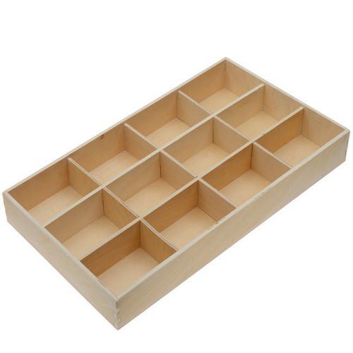 Wooden Display Tray, 12 Compartments 14.75 x 8.25 x 2 Inches, 1 Piece