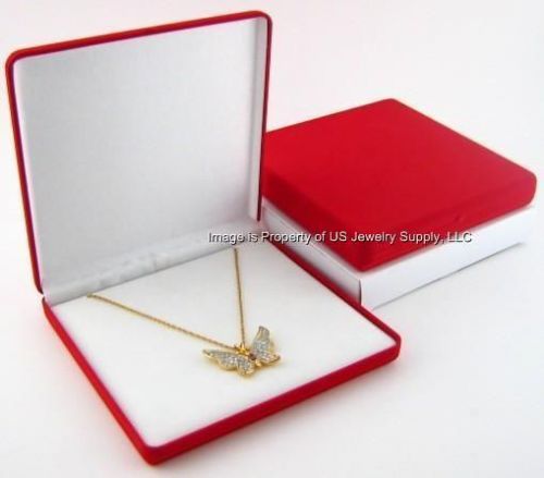 48 Large Red Velvet Necklace Pendant Chain Jewelry Display Gift Boxes