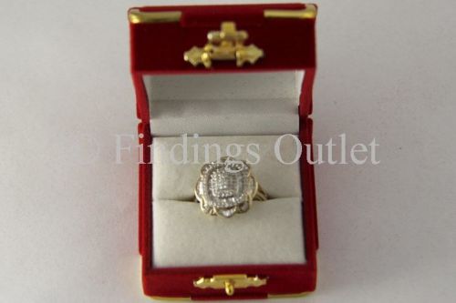 Treasure Chest Style Fancy Flocked Velour Red Ring Boxes - 1 Dozen