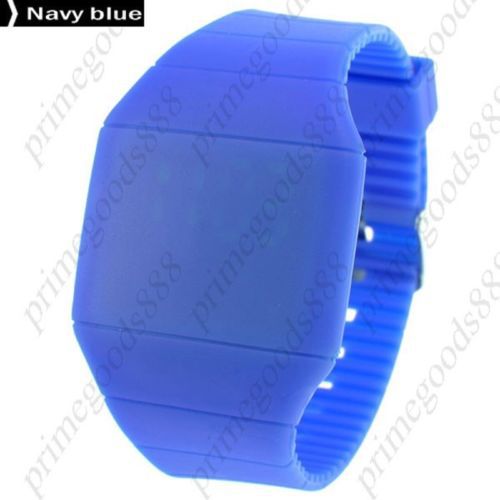 Touch screen unisex led digital watch wrist watch gum strap in navy blue for sale