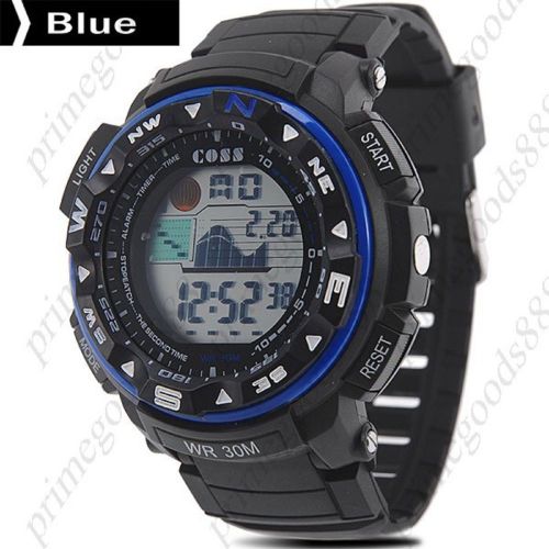 Lcd digital sports silica gel light wrist men&#039;s free shipping wristwatch blue for sale