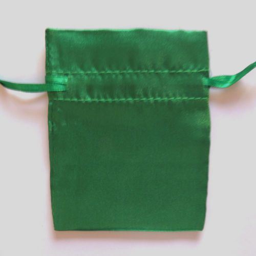 10 Satin Drawstring Pouches 3&#034;x 4&#034; EMERALD Jewelry Bags