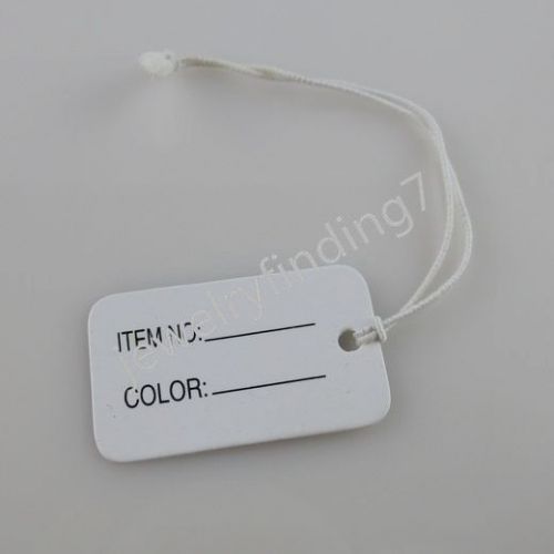 200PCS White Paper Price Tags Label Hanging Elastic String Handmade Findings