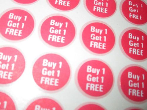 SELF STICK ROUND RED STICKERS &#034;BUY 1 GET 1 FREE&#034; PRINTED OVER 3000 LABELS 3/4&#034;