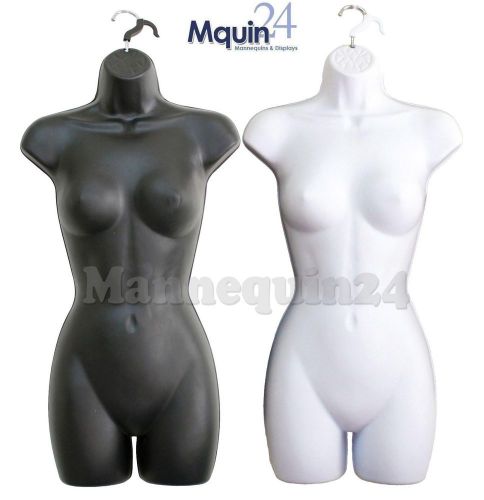 Black &amp; White Mannequin Body Forms (Hard Plastic 2 pcs) Woman&#039;s Clothing Display