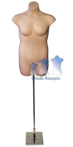 Female plus size fleshtone and adjustable mannequin stand w/ 8&#034; square base for sale
